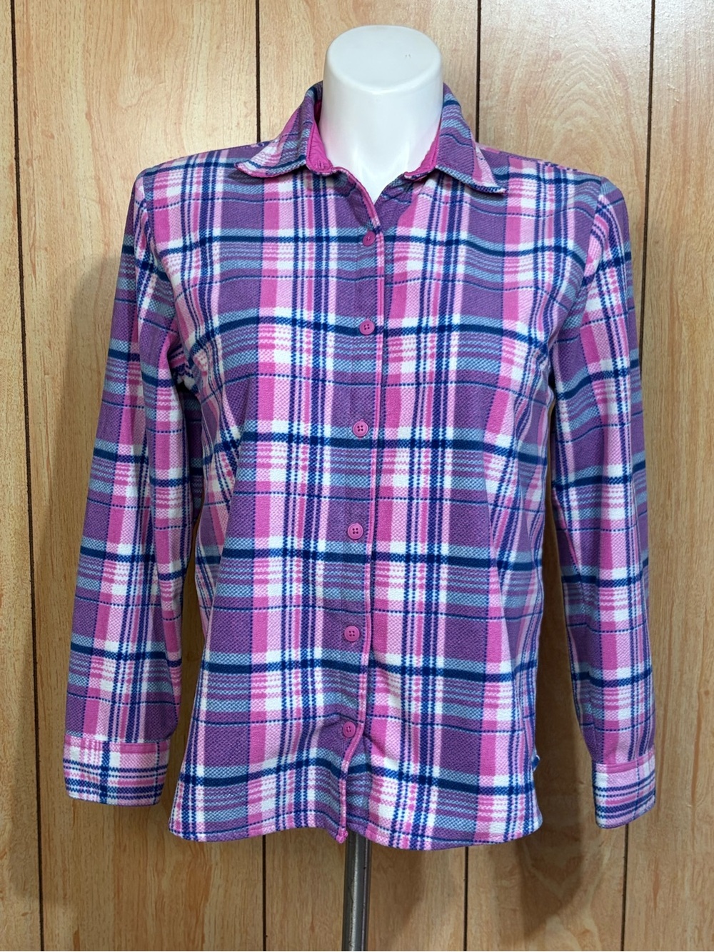 Riders by Lee Pink and Blue Plaid Button-Down Shirt